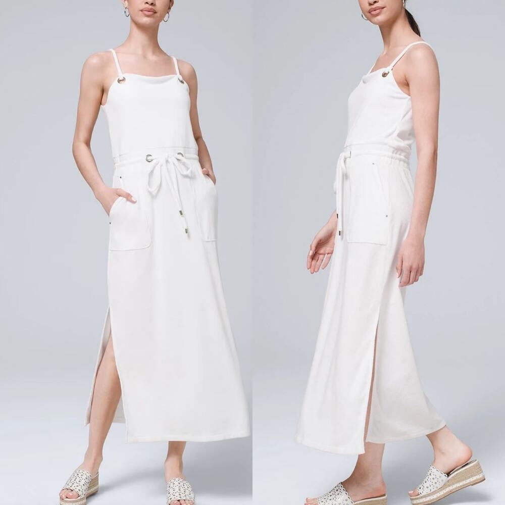 White House Black Market WKND White Terry Midi Dress Size Medium